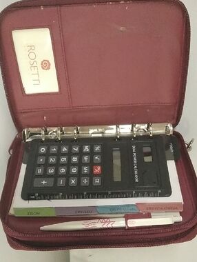 Rosetti Burgundy Zip Case Organizer with Black Calculator